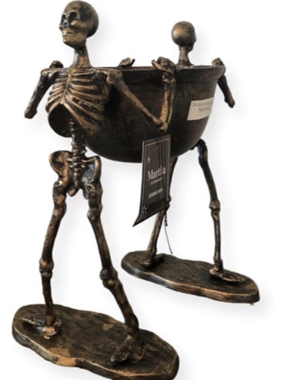 Martha Stewart Skeleton Serving Bowl 11.5"x15.5" Antique Bronze Halloween NIB